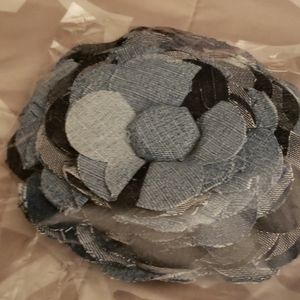 Denim dress flower brooch church